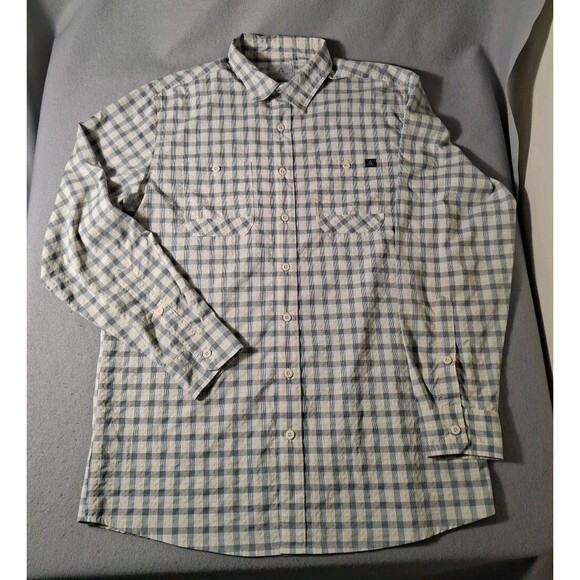 Ascend Button Up Shirt Men's Large Long Sleeve Lightweight Outdoor Blue/Yellow - Picture 1 of 8
